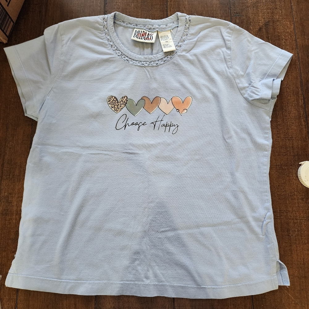 Vintage Grannycore "Choose Happy" Quote Graphic Blouse